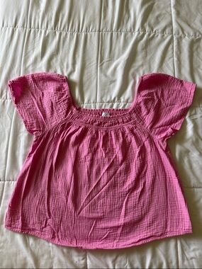Pink Short Sleeve Gauze Top
